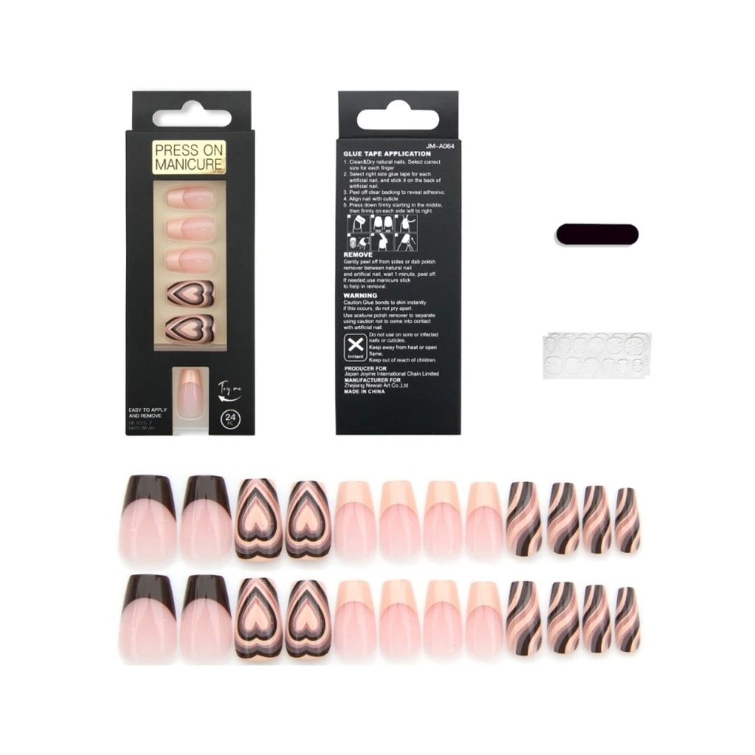 SET DE UÑAS 24 U GOMA Y STICK ROSA Y CORAZON (6936505108214)