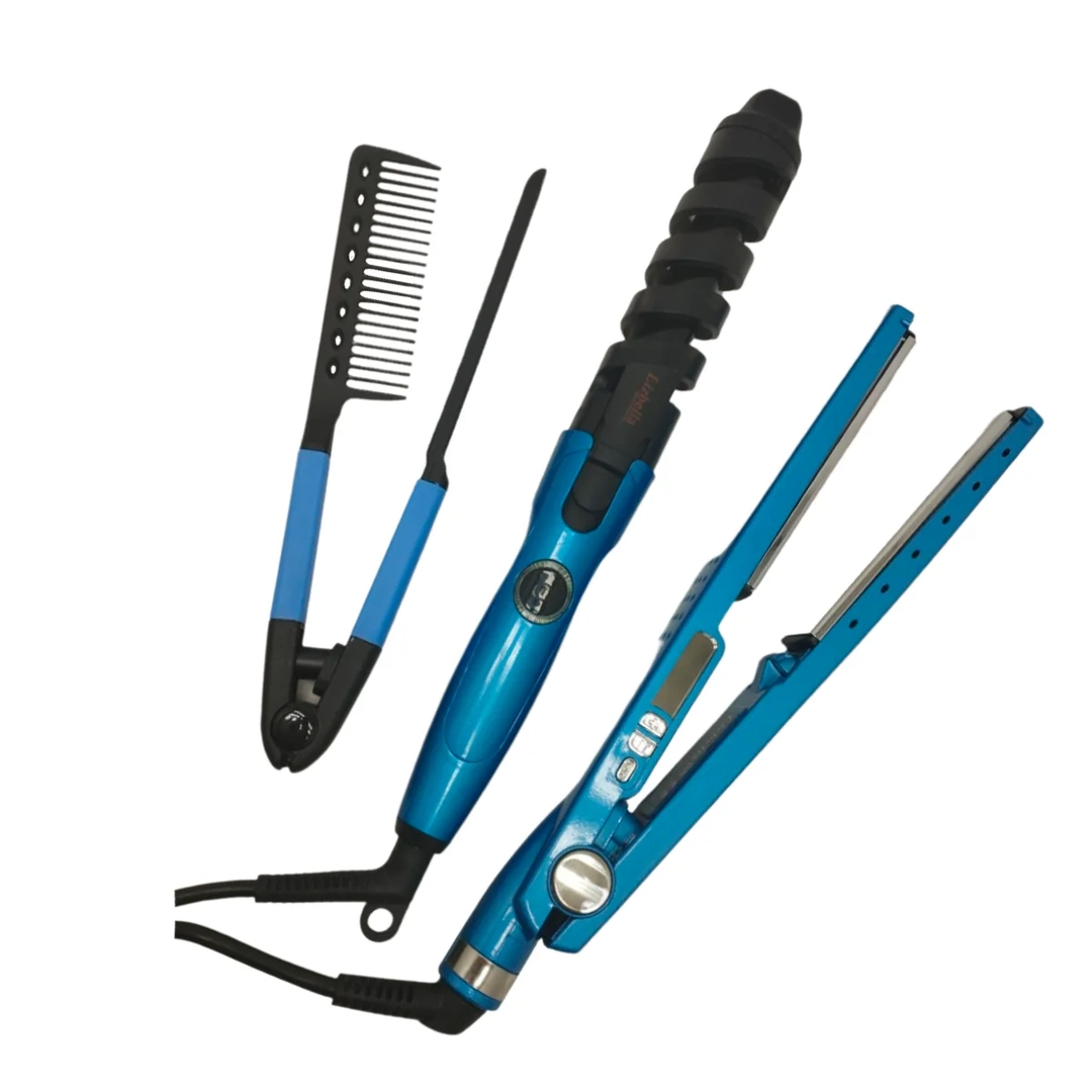 PLANCHA DE CABELLO LISO Y RIZADORA LIZBELLA SET 601