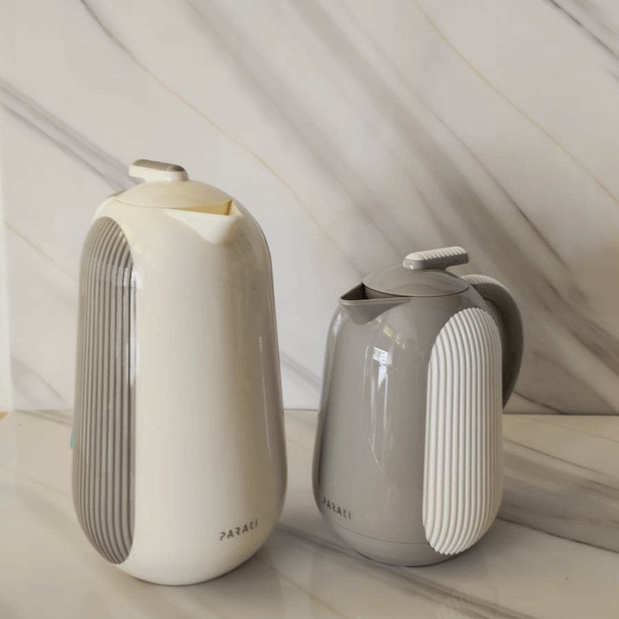 SET 2 THERMOS PREMIUM BLANC+TAUPE (0,5L+1L) 