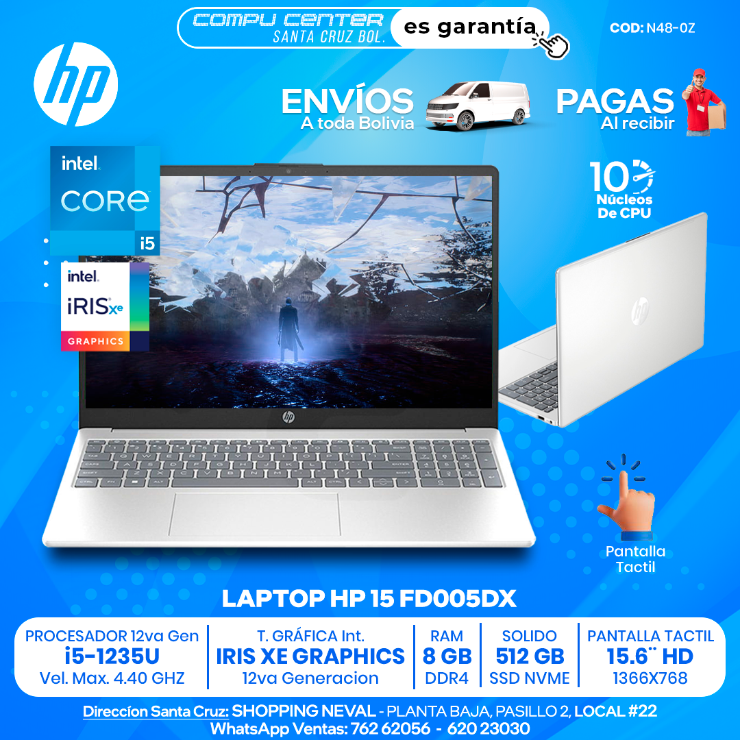 HP 15 FD005DX / CORE i5 12Va Generación / Pantalla Tactil