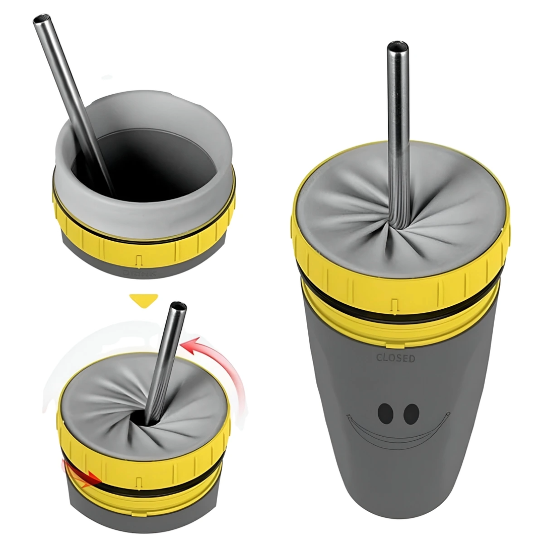 VASO AUTOSELLANTE CON PAJILLA METAL 300ML