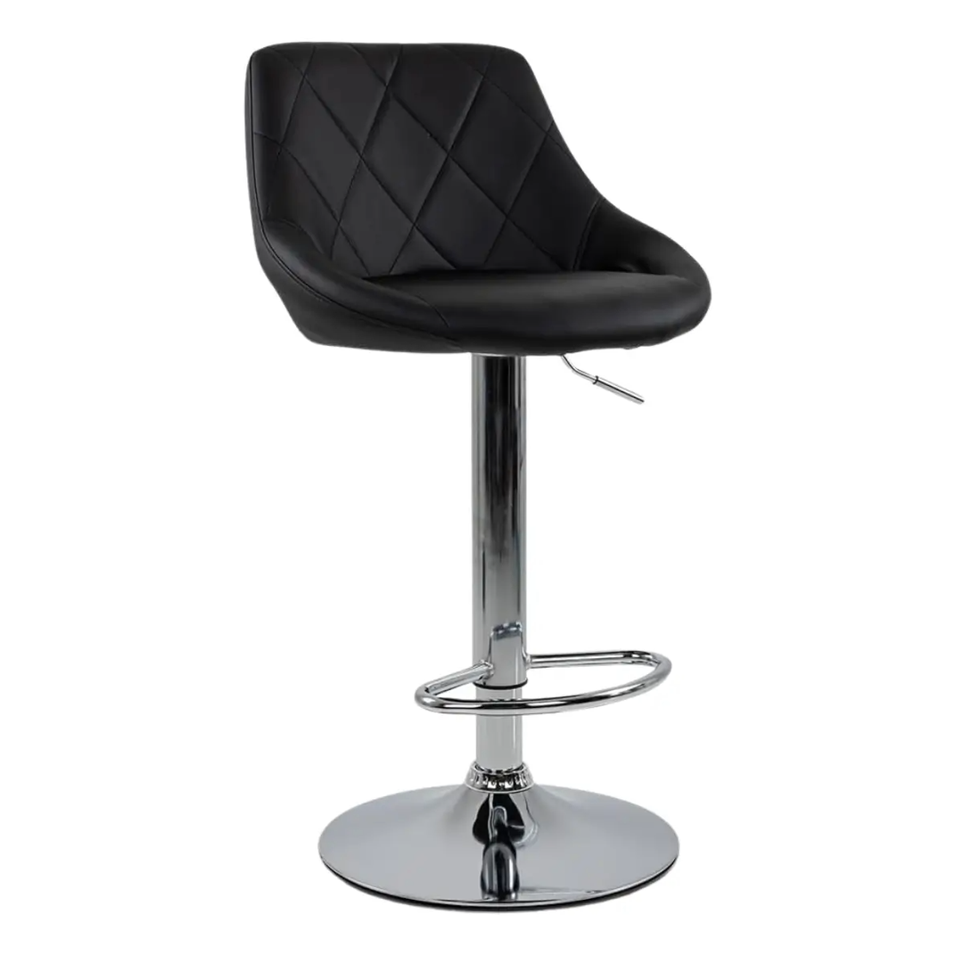 SILLA ALTA PARA BAR BASE CROMADA MOD MILANO NEGRO