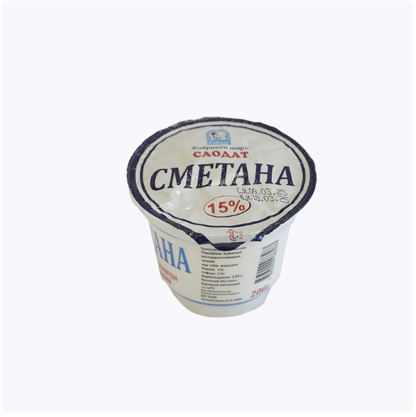 Сметана Саодат 15% 200г