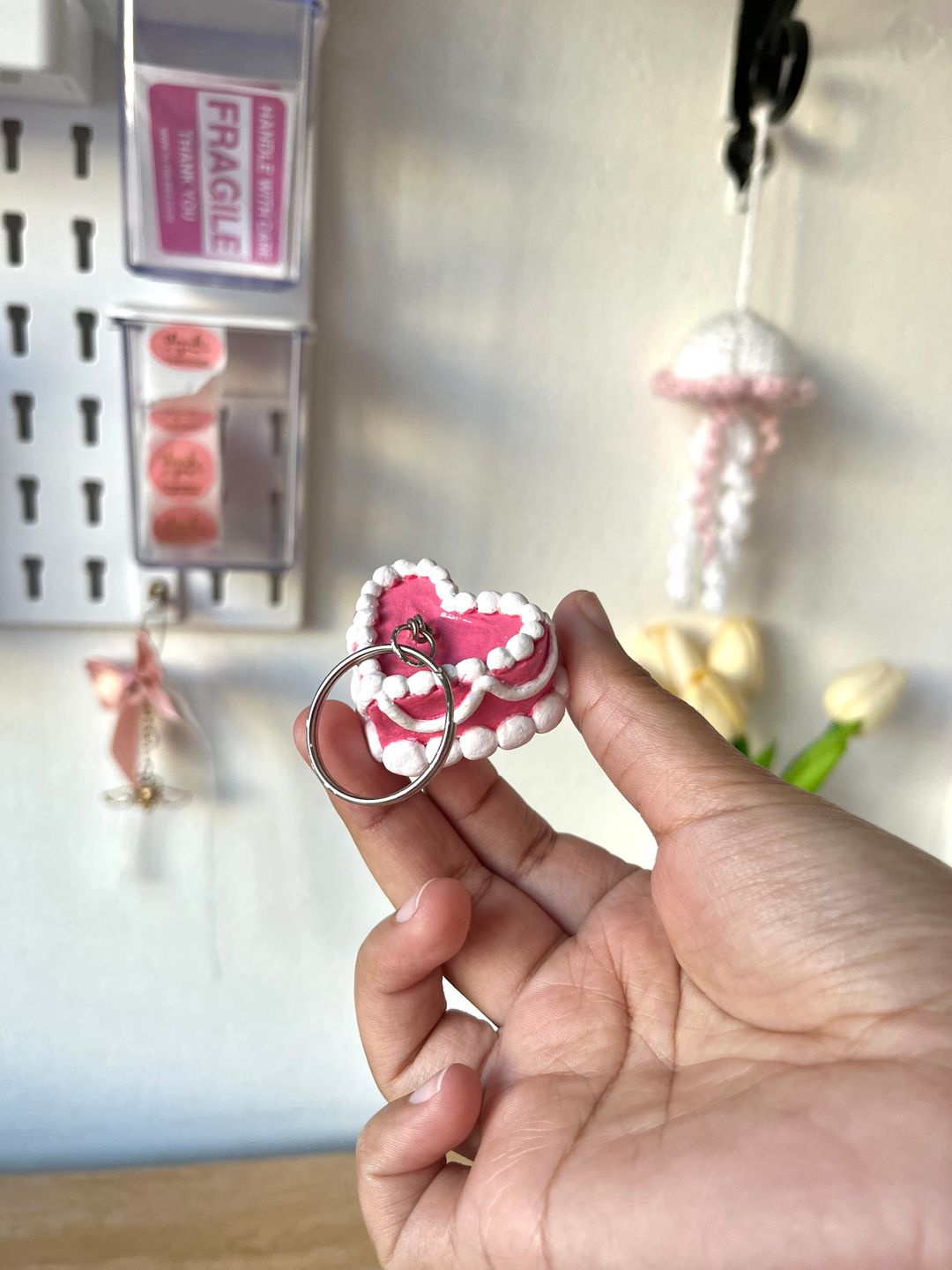 Heart Shaped Cake Keychain