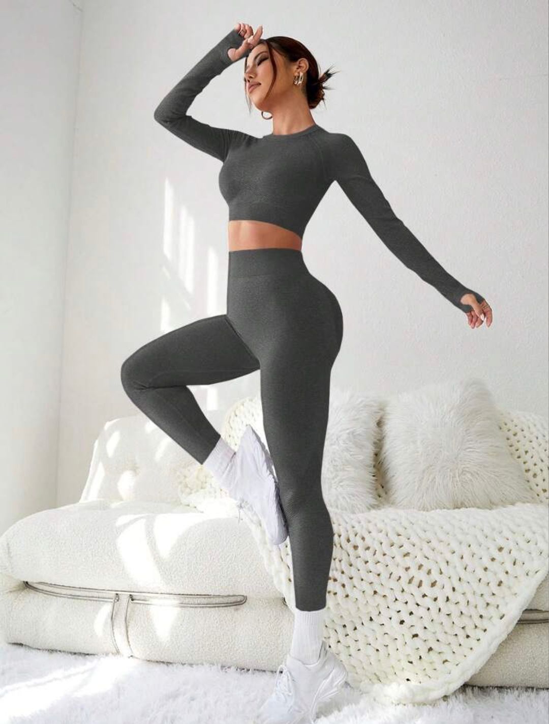 Dark Grey 2 piece workout set  