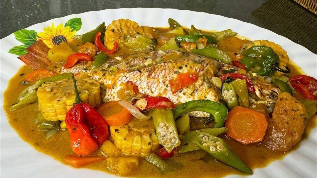 Steamed Red Snapper with Okro and Banan Peze