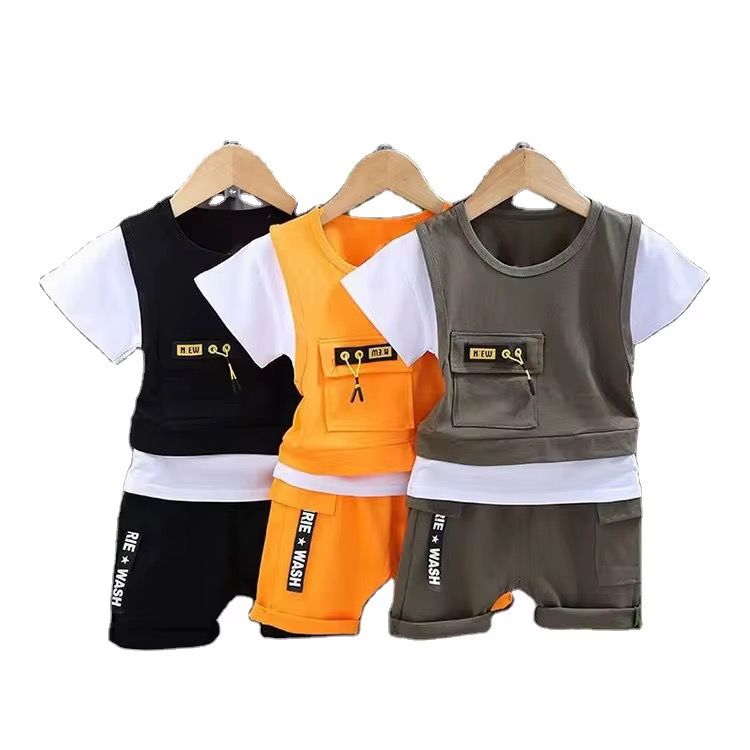 Summer Children Clothing Baby Boys Clothes Gentleman Boys Short Sleeve Shorts Printed Kids Suit