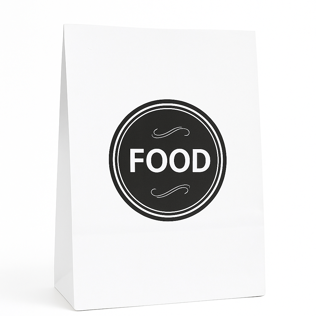 DELIVERY TAKEOUT BAGS - GENERIC DESIGN / “FOOD TO GO” WHITE & BLACK  - 2 SIZES 