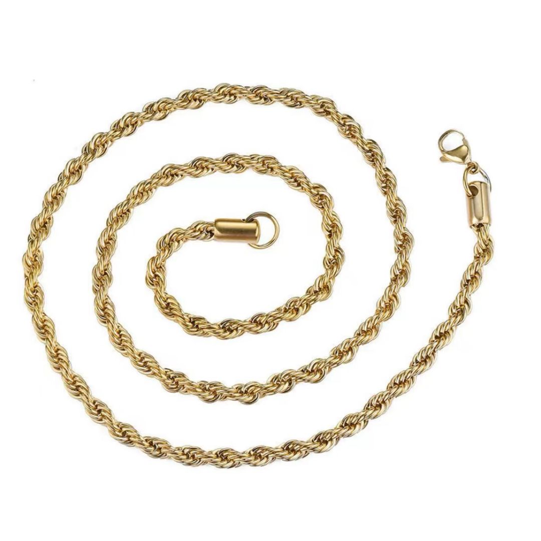 Hip Hop Gold Plated Chunky Men Women Jewelry Rope Chain Necklace Trendy Fashion Stainless Steel Necklace