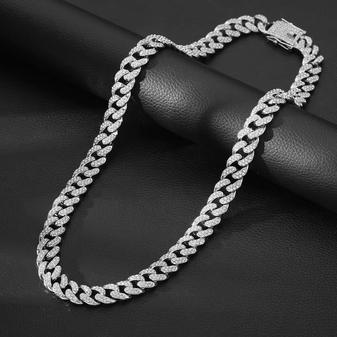 European and American Fashion Rapper Accessories Hot Sale 13mm Hip Hop Diamond Crypto Cuban Necklace Fashion Chains Necklaces