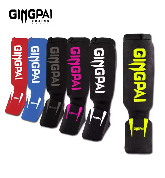 Shin Guard Gingpai (Blue/Red) Boxing / MMA /Muay Thai / Martial Arts ankle protector foot protection TKD kickboxing pad Muaythai Training Leg support protectors