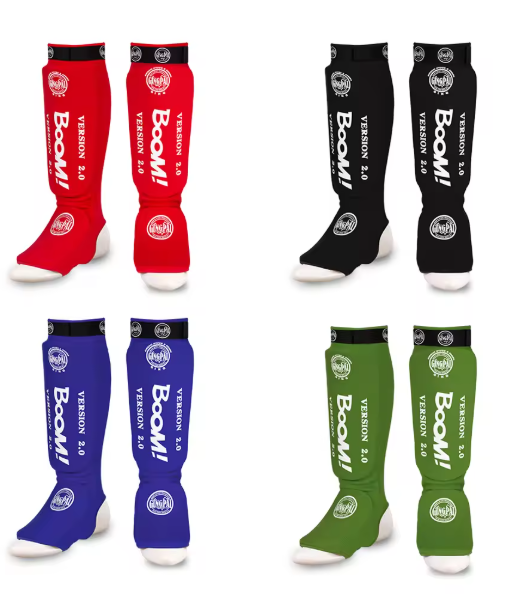 Shin Guard Gingpai (Blue/Red)  Boxing / MMA /Muay Thai / Martial Arts ankle protector foot protection TKD kickboxing pad Muay thai Training Leg support protectors