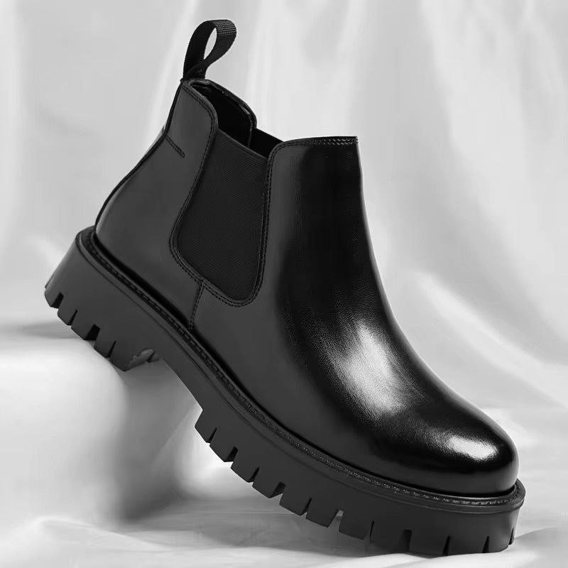 Handsome Comfortable Real Leather Cook Chelsea Boots Height Increasing Thick Sole Formal Slip on Fashion Ankle Boots for Men