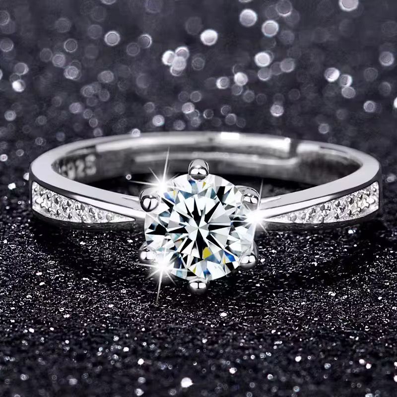 Fashion Women's Zircon Wedding Engagement Gift Ring Wholesale Open Adjustable Crystal Ring