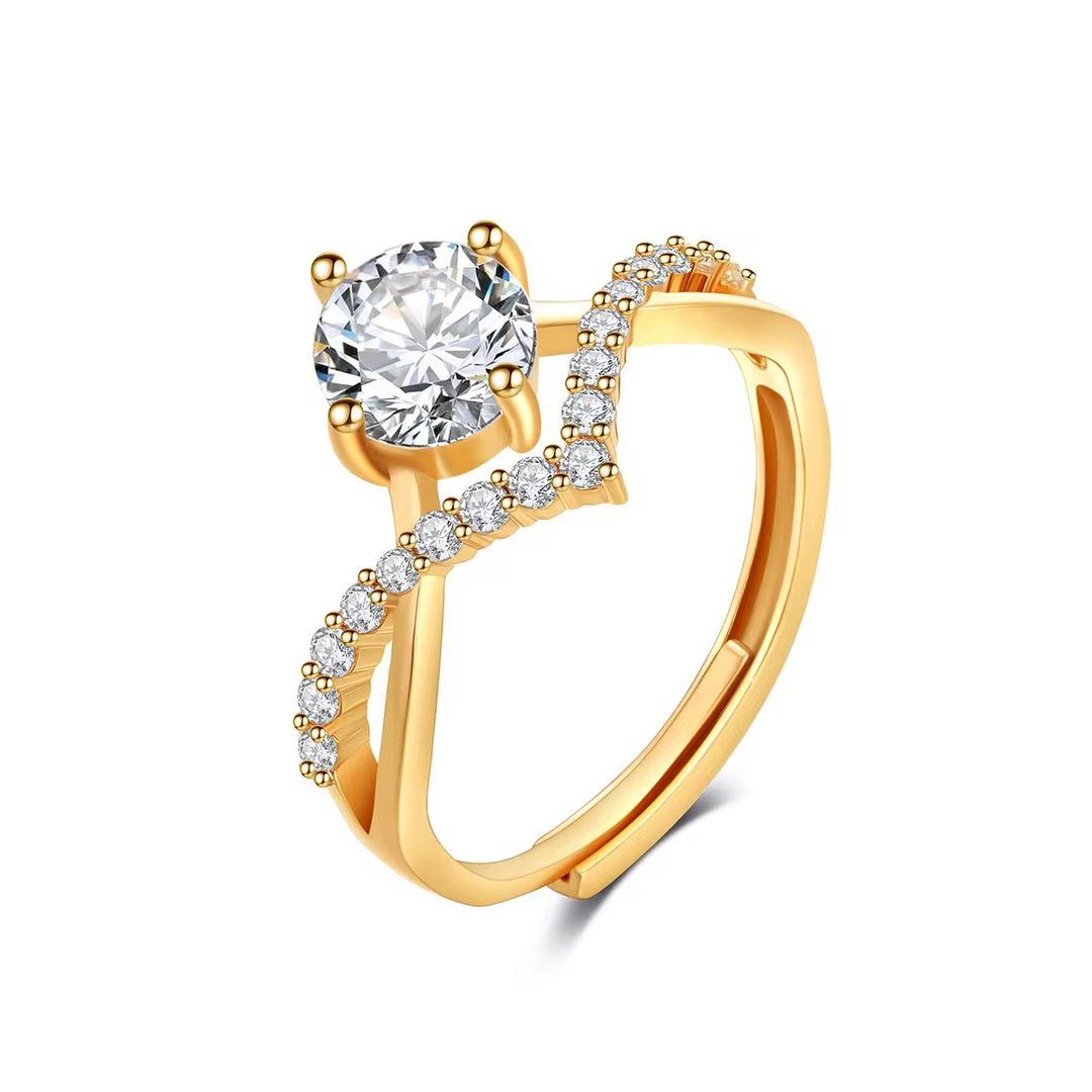 Fashion Adjustable Open Zircon Ring Wedding Engagement Jewelry for Women 2024 Hot Sale Silver Plated Couple Ring for Lovers ★★★・ 4.0 (1) • 50 sold