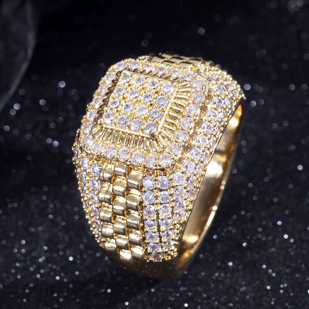 Fashion Jewelry Men Rings Zircon Diamond Ring for Wedding Engagement Party Anniversary Hip Hop Rings for Men
