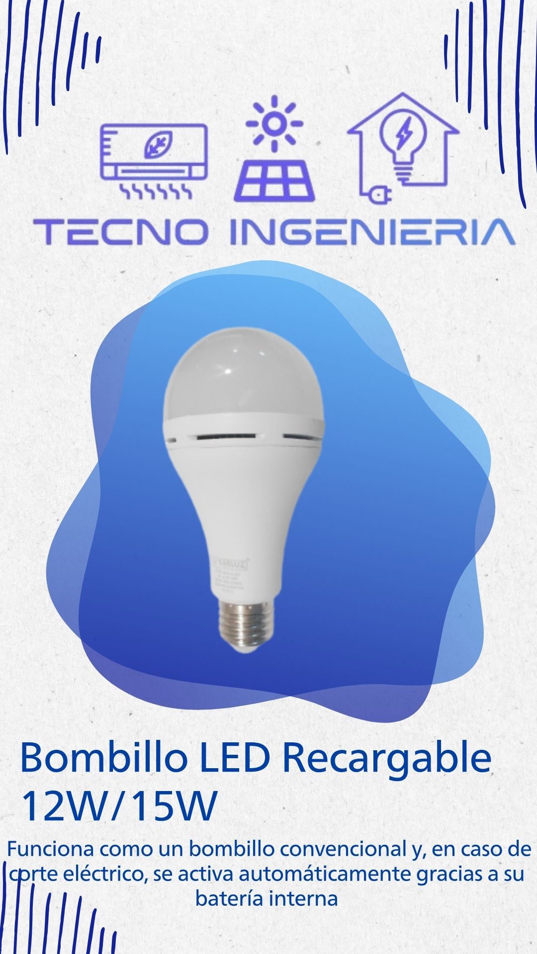 Bombillo LED Recargable 12W/15W