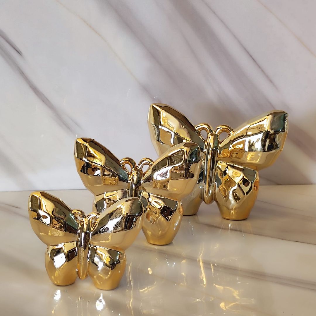 Lot de 3 Papillons Dorés Décoratifs