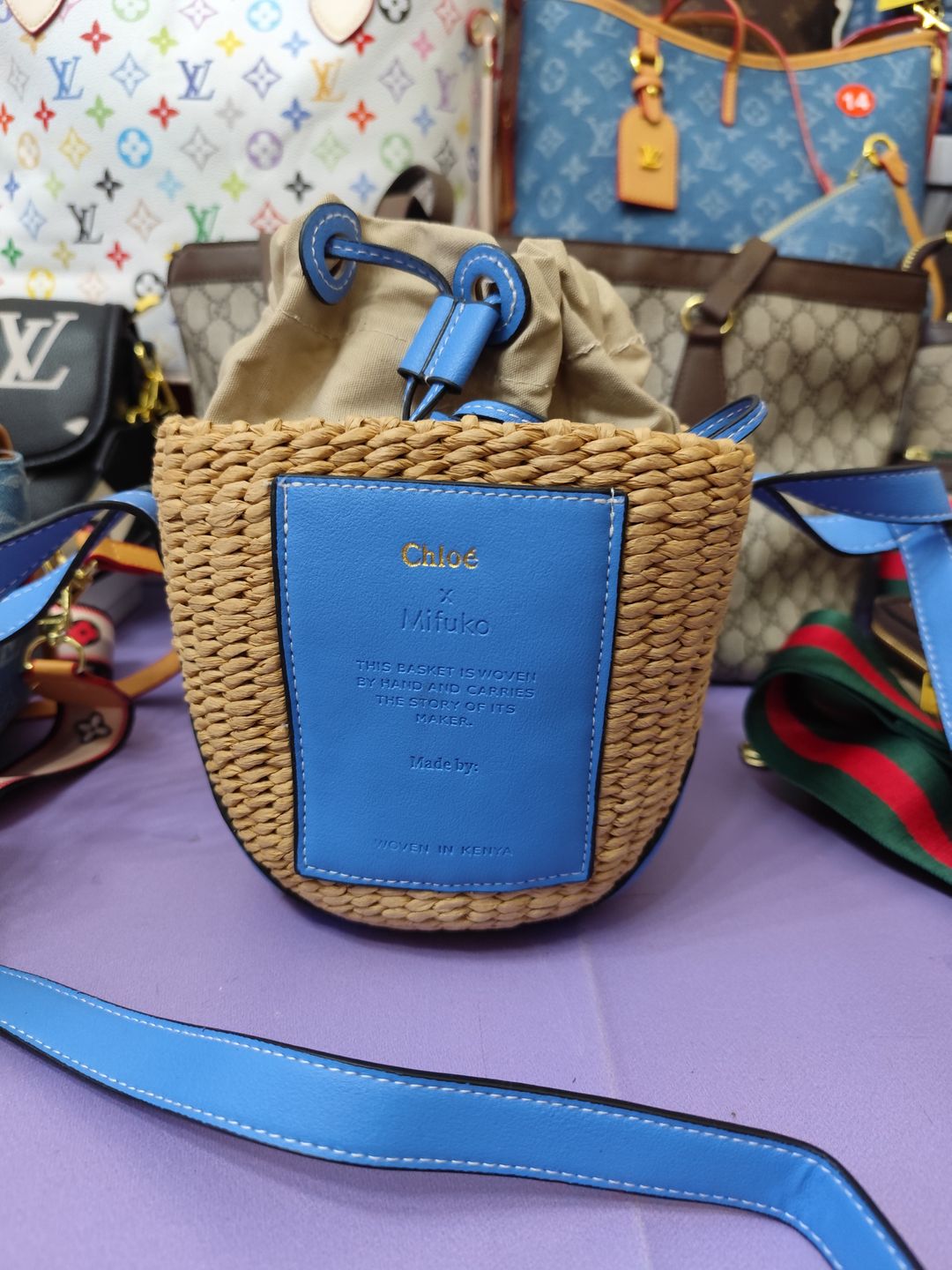 Bolsos CHLO, mimbre azul 