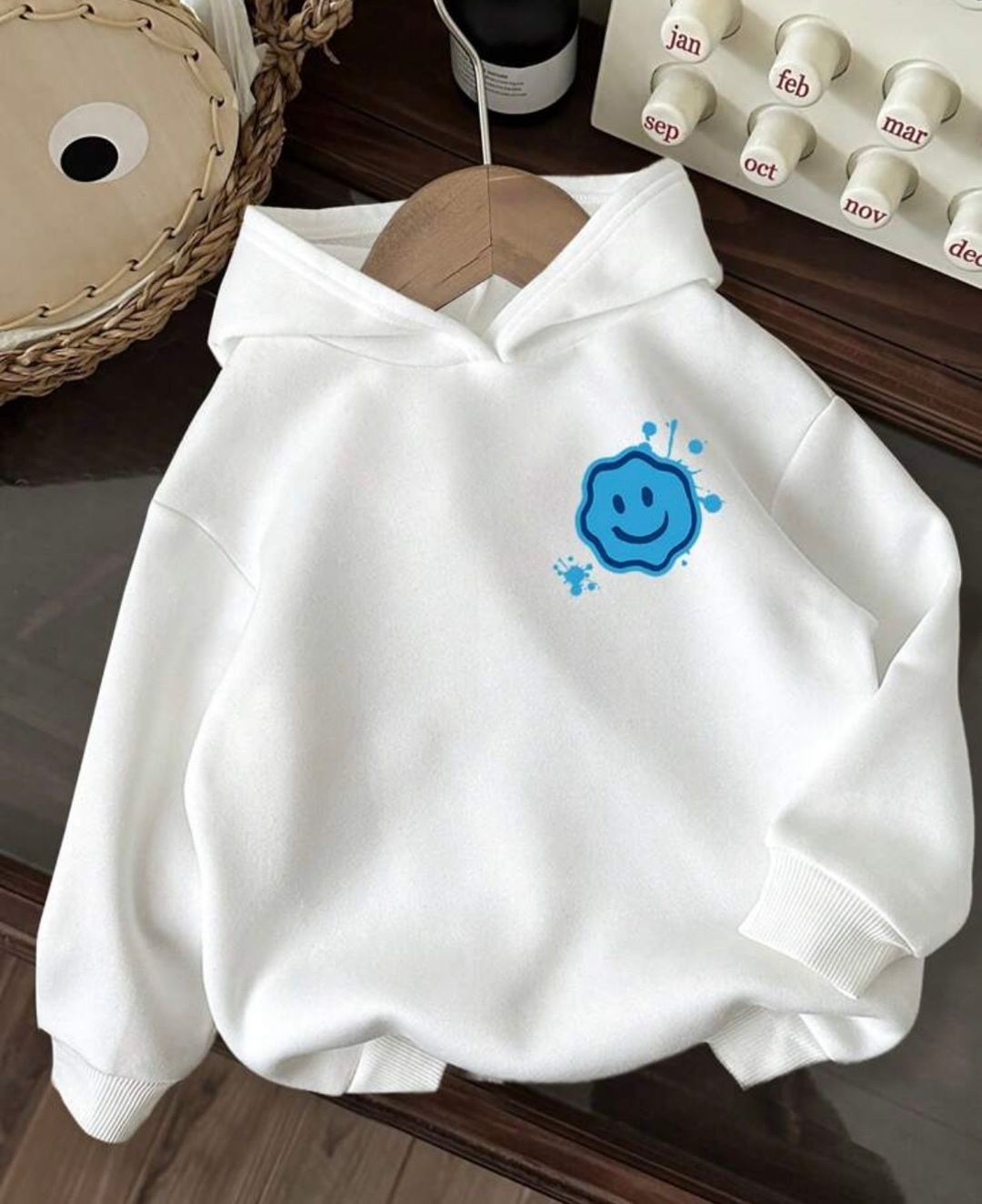 Smile Pattern Knit Soft Hooded Pullover Sweatshirt Baby Wear