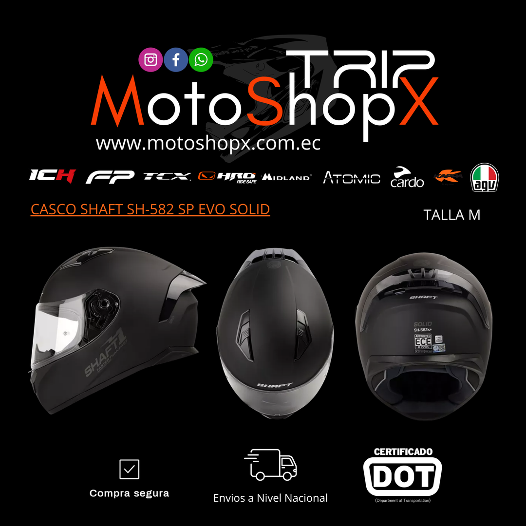 CASCO SHAFT SH-582 SP EVO SOLID NEGRO VISOR TRANSPARENTE