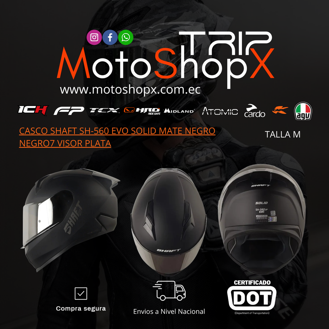CASCO SHAFT SH-560 EVO SOLID MATE NEGRO NEGRO7 VISOR PLATA