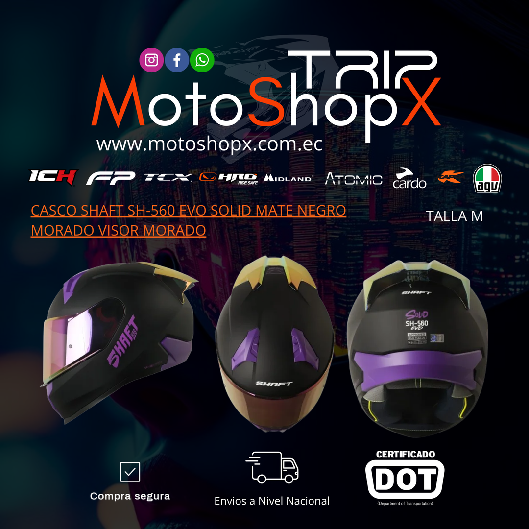 CASCO SHAFT SH-560 EVO SOLID MATE NEGRO MORADO VISOR MORADO