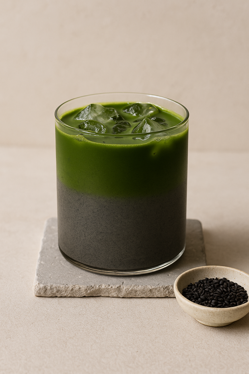 Iced Black Sesame Matcha Oatmilk Latte
