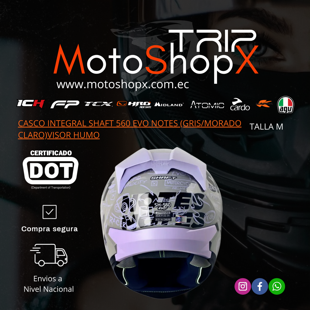 CASCO INTEGRAL SHAFT 560 EVO NOTES (GRIS/MORADO CLARO)VISOR HUMO
