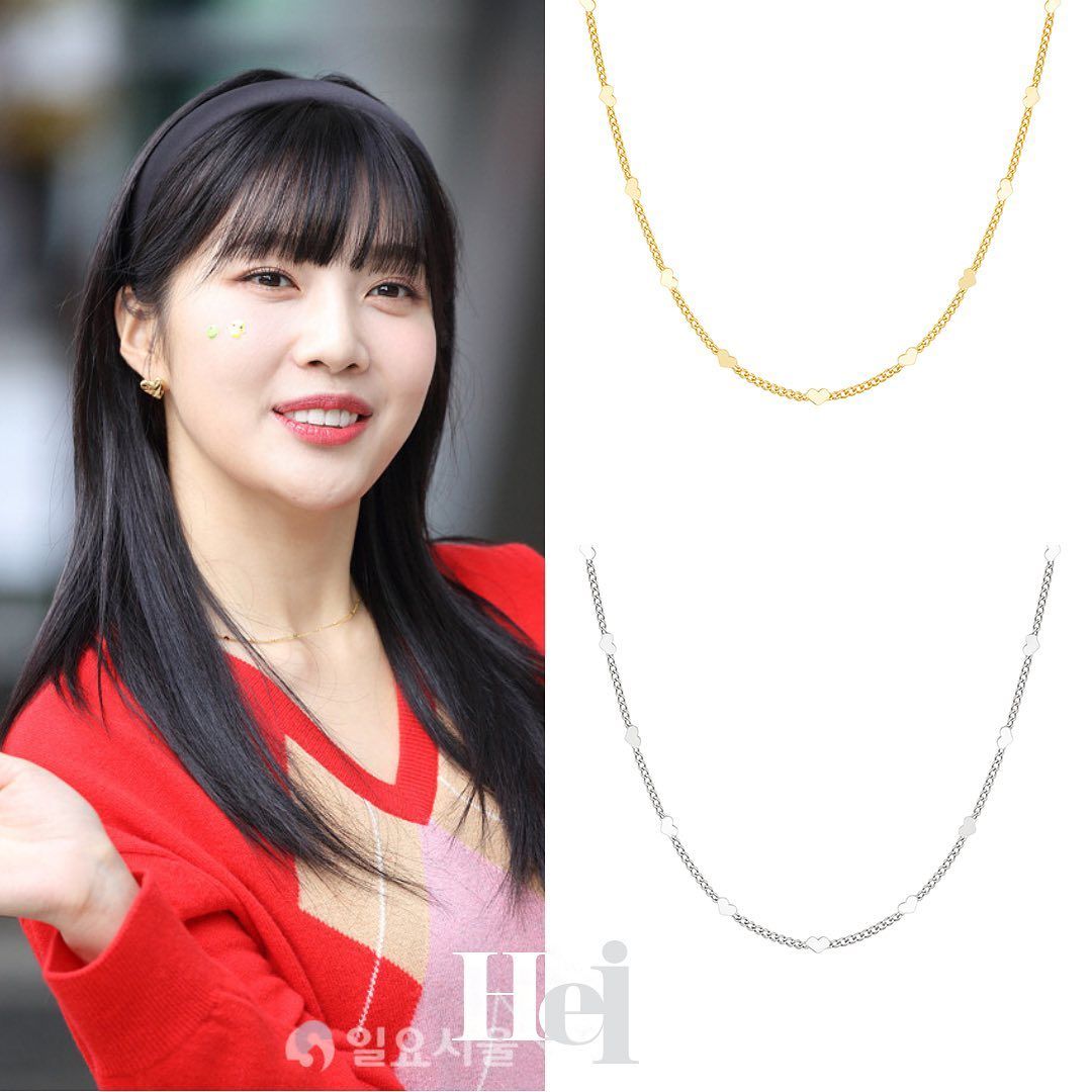 Hei - Heart Chain Necklace - Silver (White)