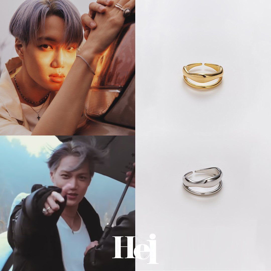 Hei - Bold Two Lines Ring - Silver (White)