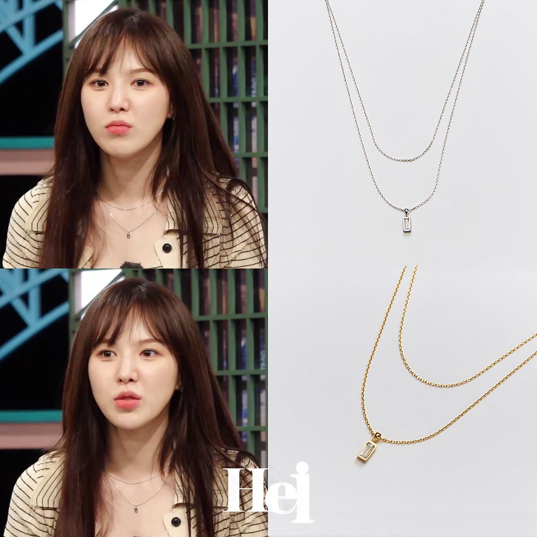 Hei - Baguette Layered Necklace - Silver (White)