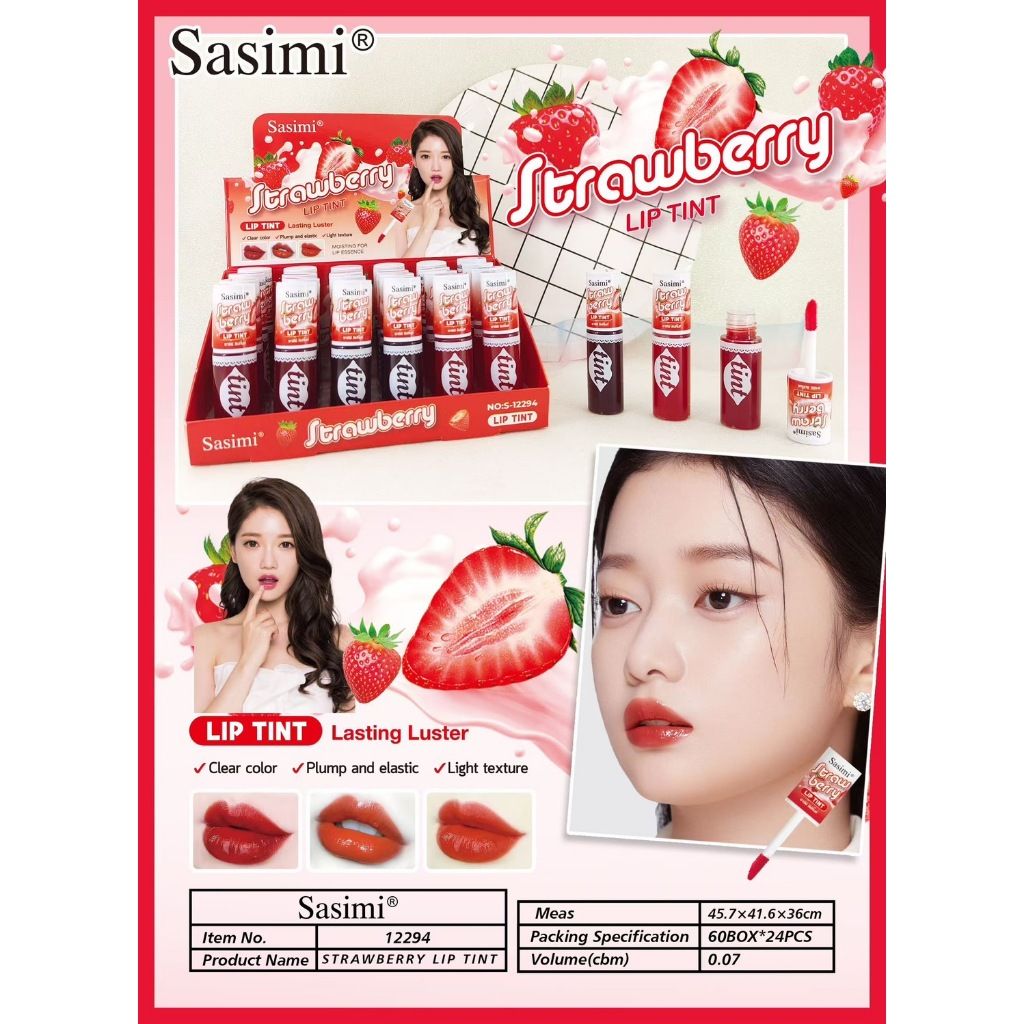 Sasimi Moisture & Nourish Color Lip Tint - Strawberry (24 pcs per box)