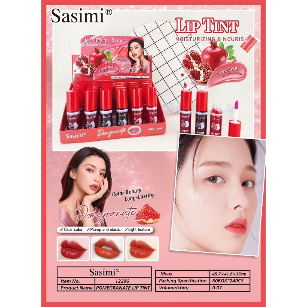 Sasimi Moisture & Nourish Color Lip Tint - Pomegranate (24 pcs per box)