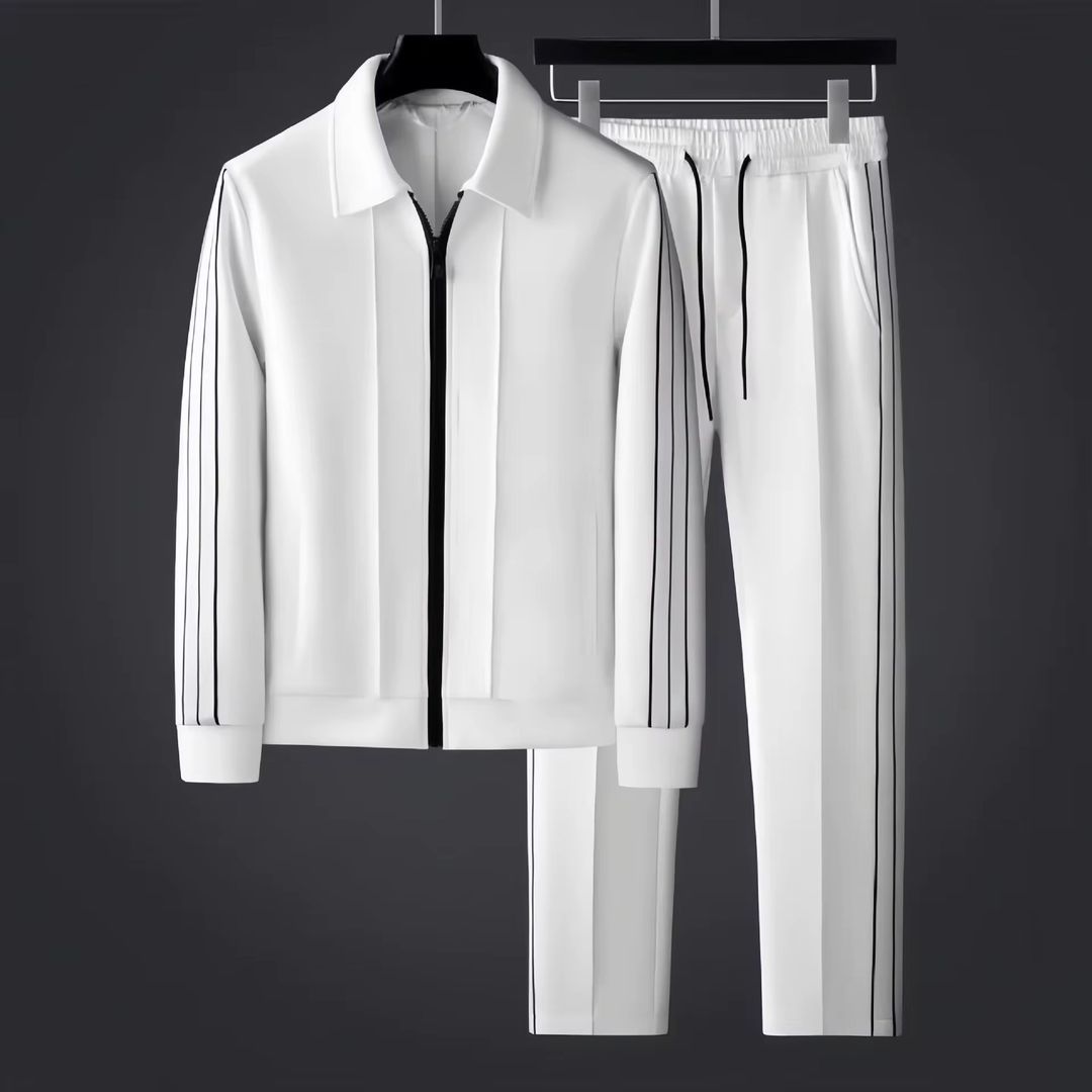 Ohsisa 2025 Spring and Autumn Sports Set Casual Collar Long Sleeve Zipper Cardigan Sweatshirt Loose Sport Two Piece Set