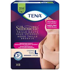 Tena Sous-Vêtements Taille Haute - Flux Plus - Crème - Taille M, 8 Unités