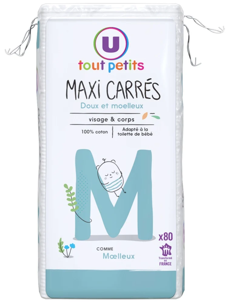 U Tout Petits Cotons bébé maxi carrés - 80 unités