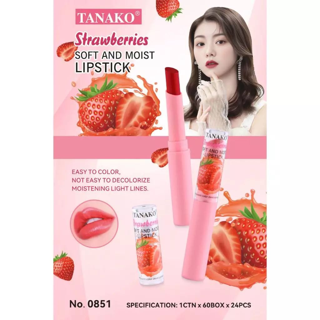 Tanako Moisture & Nourish Color Lipstick - Strawberry (24 pcs per box)