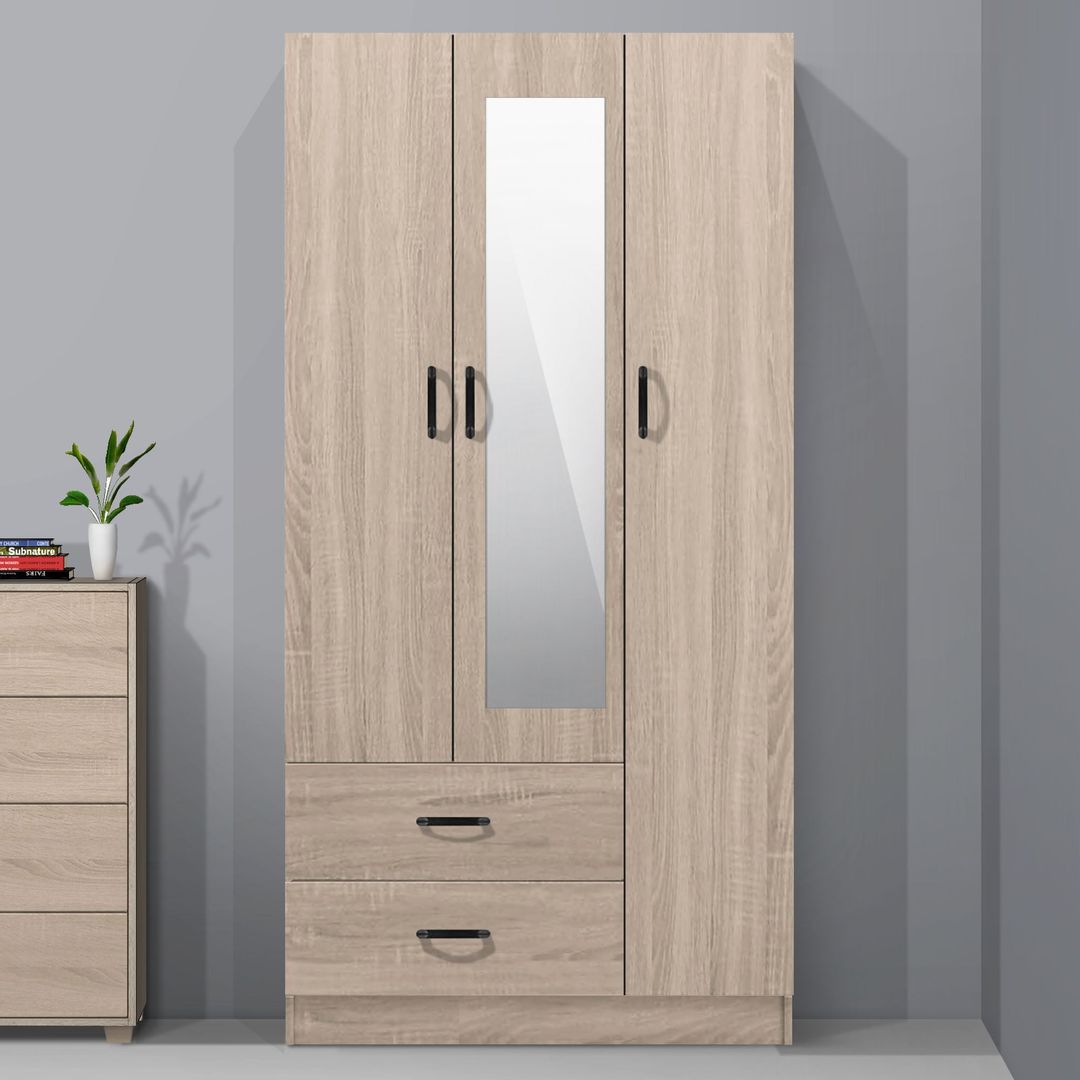 FG 3 DOORS WARDROBE + 2 DRAWERS + MIRROR