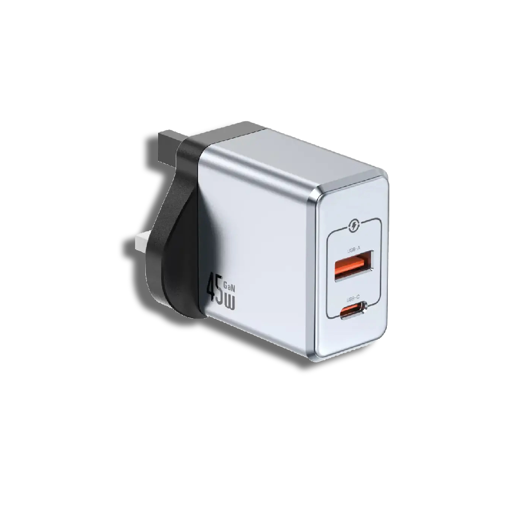 Green Lion GaNPremium UK Plug Wall Charger PD 45W - Gray