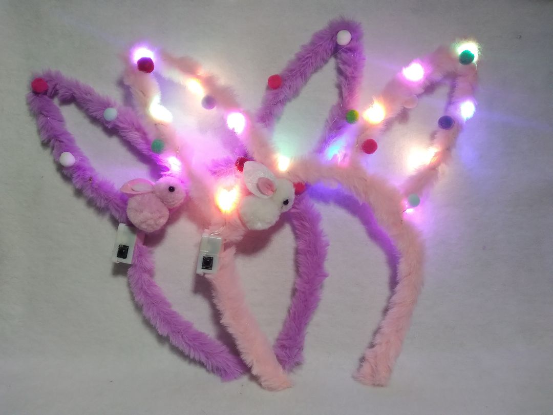 Bunny Light-Up Hair Bands for Girls (Pink/Purple)