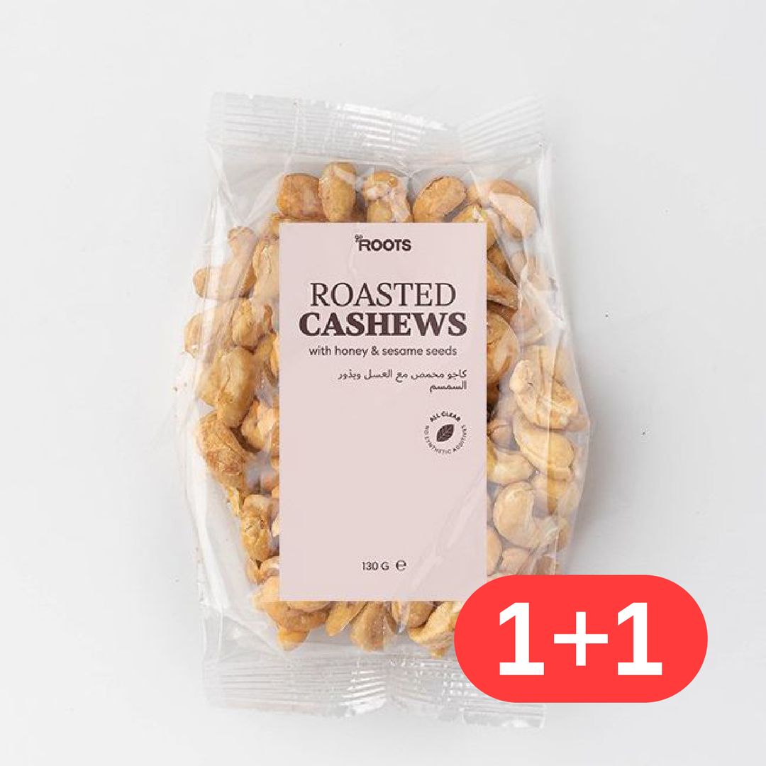 1+1 Roots Roasted Cashews with Honey & Sesame Seeds 130g