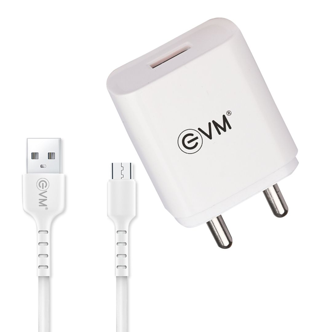 EVM Charger CH-01 2.4Amp. Single USB Charger (with Micro USB Cable)