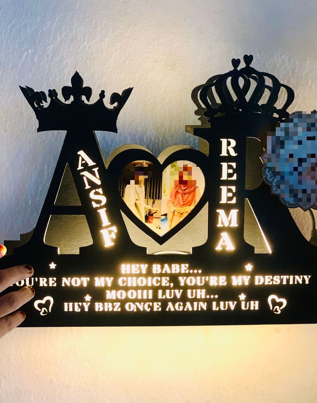 Wood Couple Letter Lamp