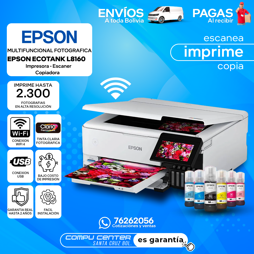 EPSON L8160 / MULTIFUNCIONAL FOTOGRAFICA WIFI / IMPRESORA / ESCANER / COPIADORA