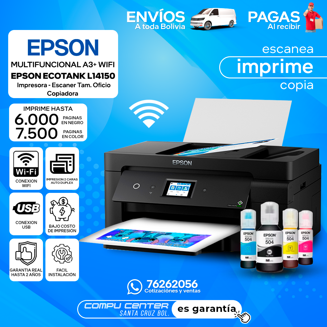 EPSON L14150 / MULTIFUNCIONAL WIFI / IMPRESORA / ESCANER / COPIADORA / DUPLEX AUTO / A3+