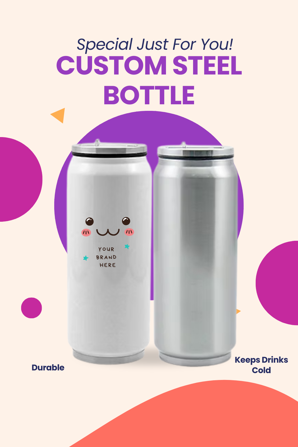 Custom steel can cooler for your favorite drink.