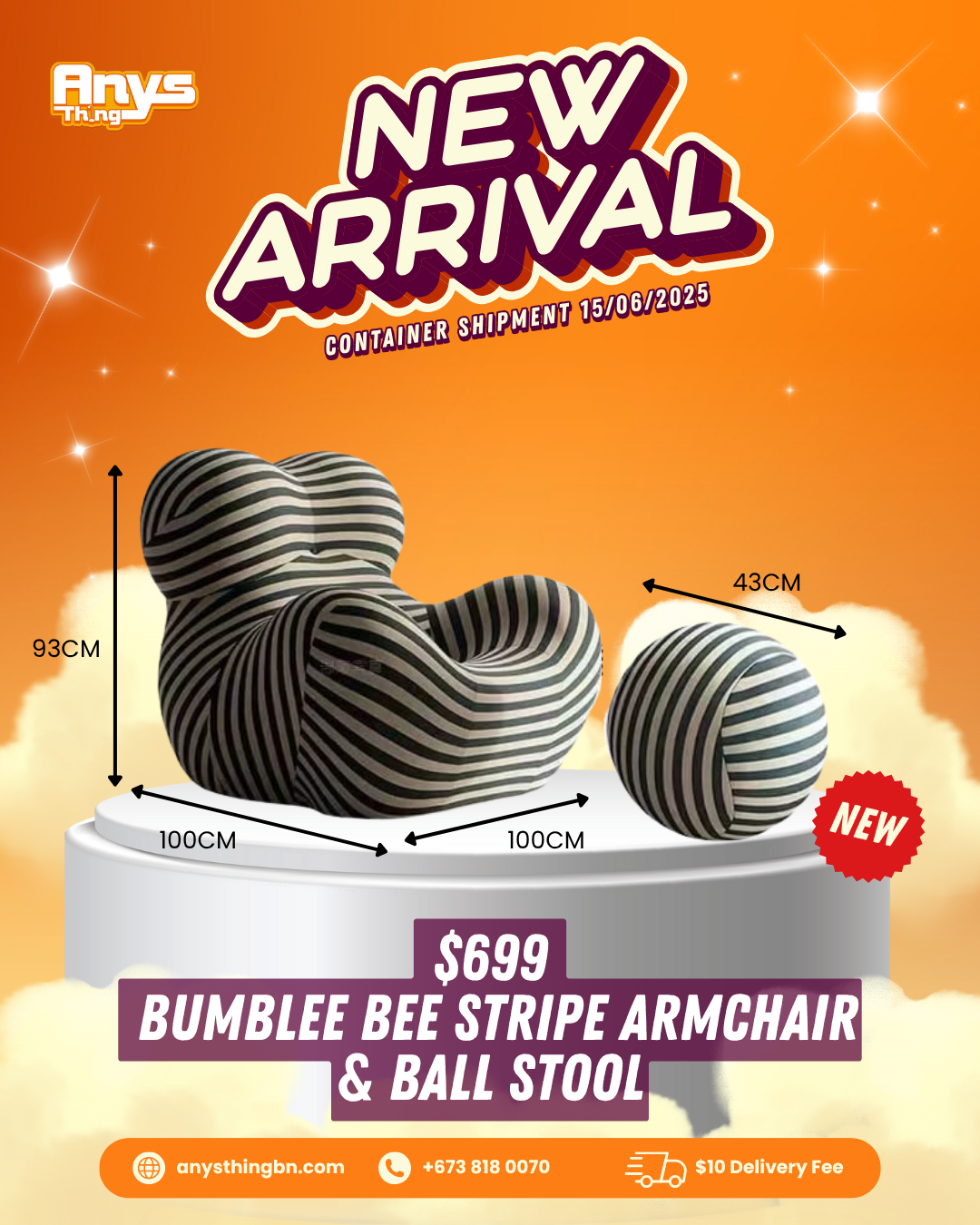 Bumble Bee Stripe Arm Chair & Ball Stool