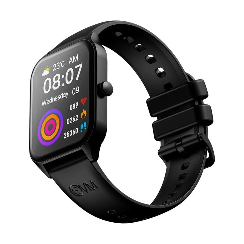 EVM EnWrist SmartWatch -1.96" Big Screen - Bluetooth Calling -Voice Assistant & Message Notifications - 130+ Sports Mode - IP67 Rating - Android & iOS - 1 Year Warranty - Black