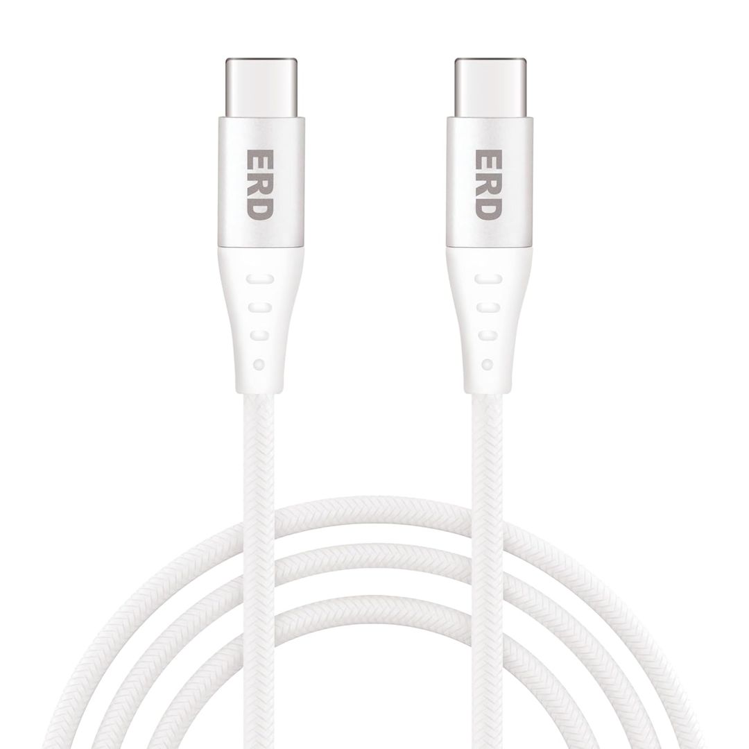 ERD UC-115 USB Type-C to C Braided Data Cable (60w, White)